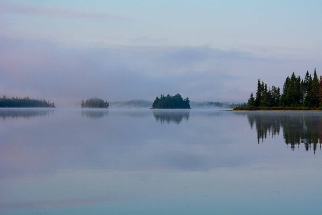 Mist on Lac Lusignan at ZEC Collin