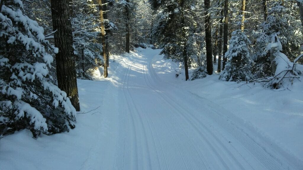 Piste tracée double club de ski de fond Norfond