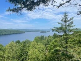 View of a lake on the Route des Zingues in Duhamel