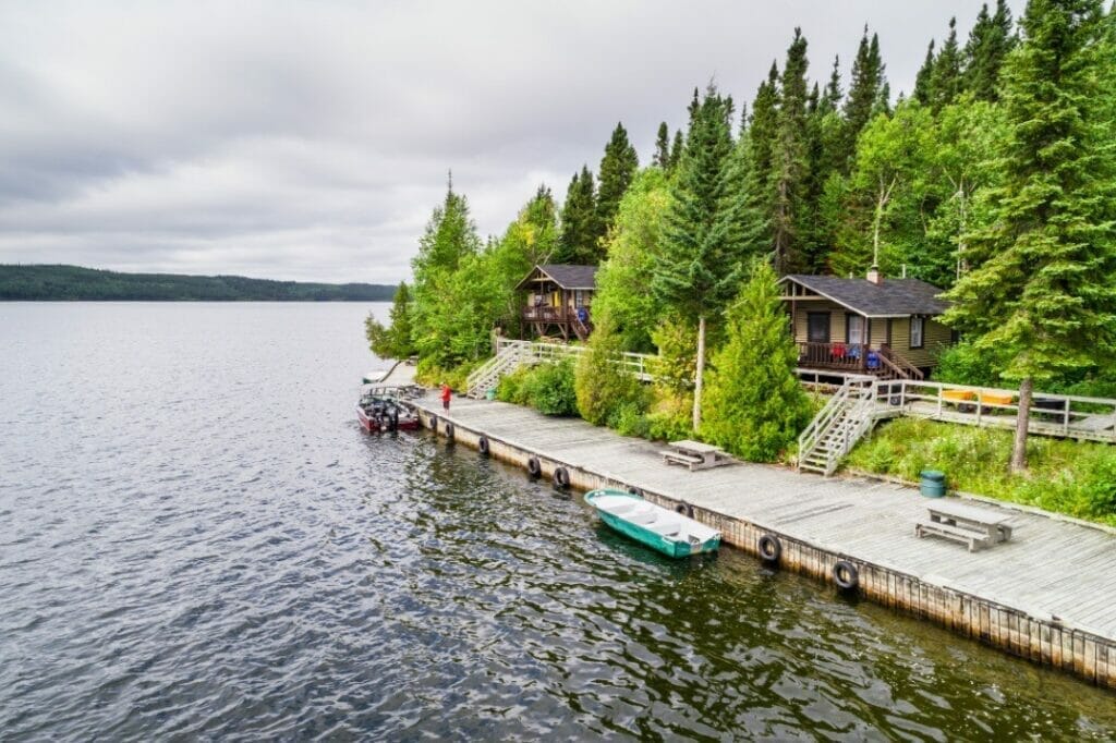 Rustic log cabin on Lake Waconichi
