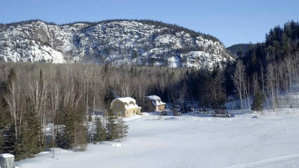 View of the site and the Entre chien et loup inn