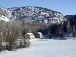 View of the site and the Entre chien et loup inn