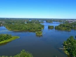 Aerial view of the river and islands