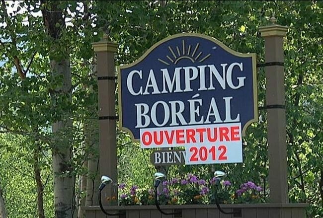 Camping Boréal sign in Baie-Comeau