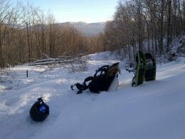 Backpack and snowshoe during break