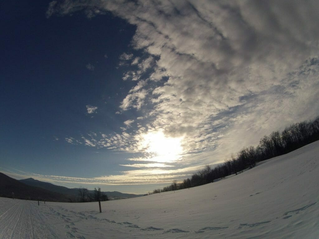 Wide angle view winter landscape