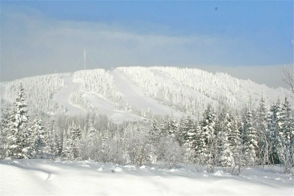Vue de la montagne et des pistes de ski alpin du parc Val d'Irène