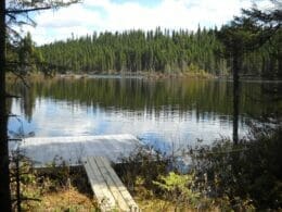 Dock on a lake in the Zec des Passes at Lac-Saint-Jean
