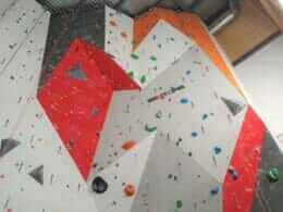 Indoor climbing wall at Maïkan Aventure