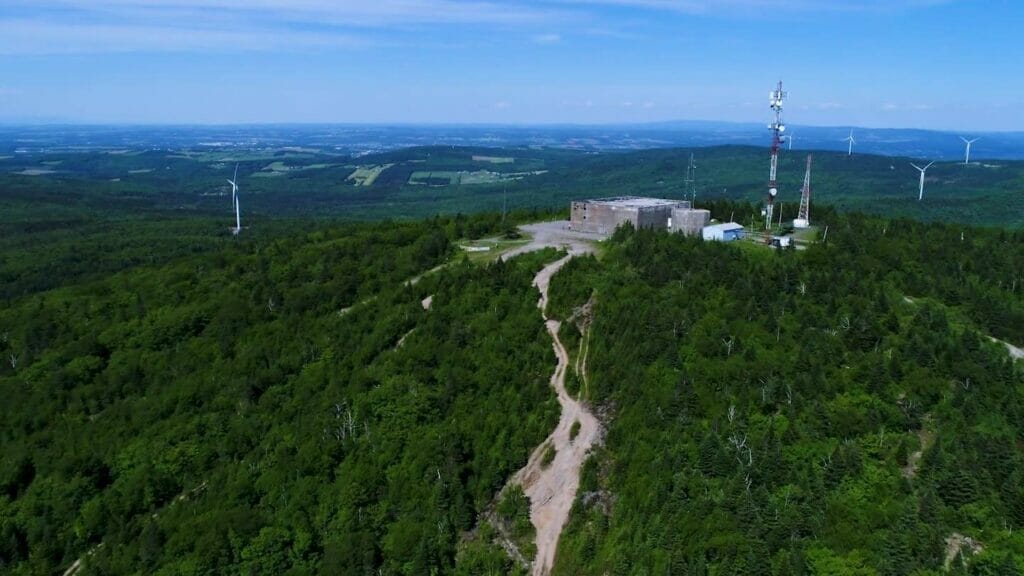 Aerial view of Mont Sainte-Marguerite and former military buildings