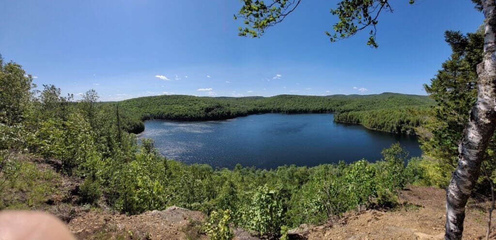 Panoramic view of the lake from the top of the hill