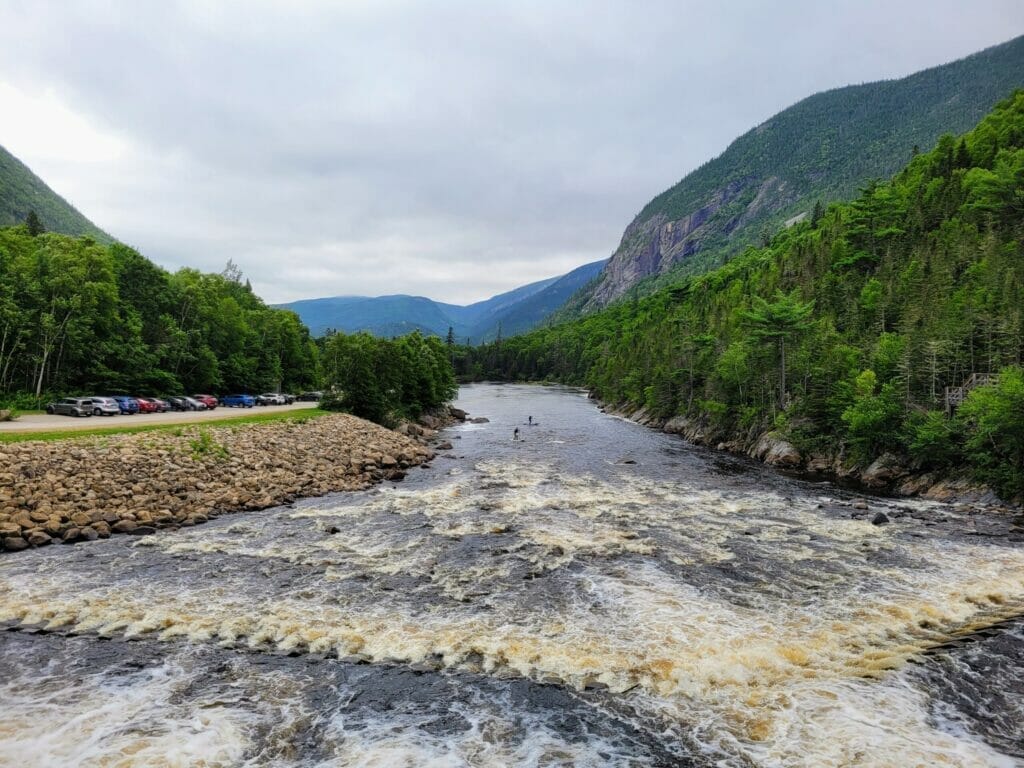 Rapids at the Malbaie River dam near the Draveur center