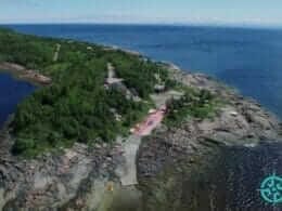 Vue aérienne du site Mer et monde écotours aux Bergeronnes