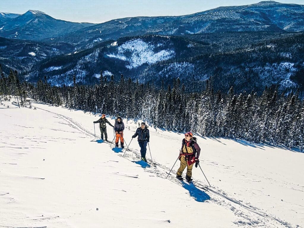 Backcountry mountain skiing in Gaspésie