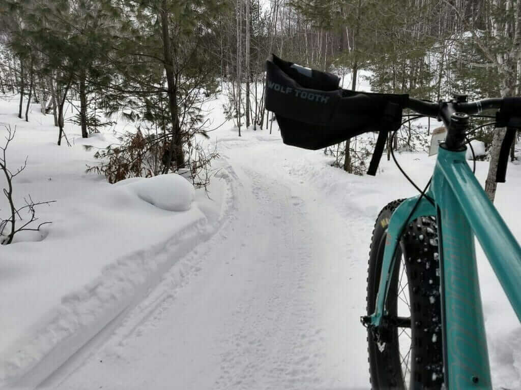 Snow biking on TDCR trails in Rawdon