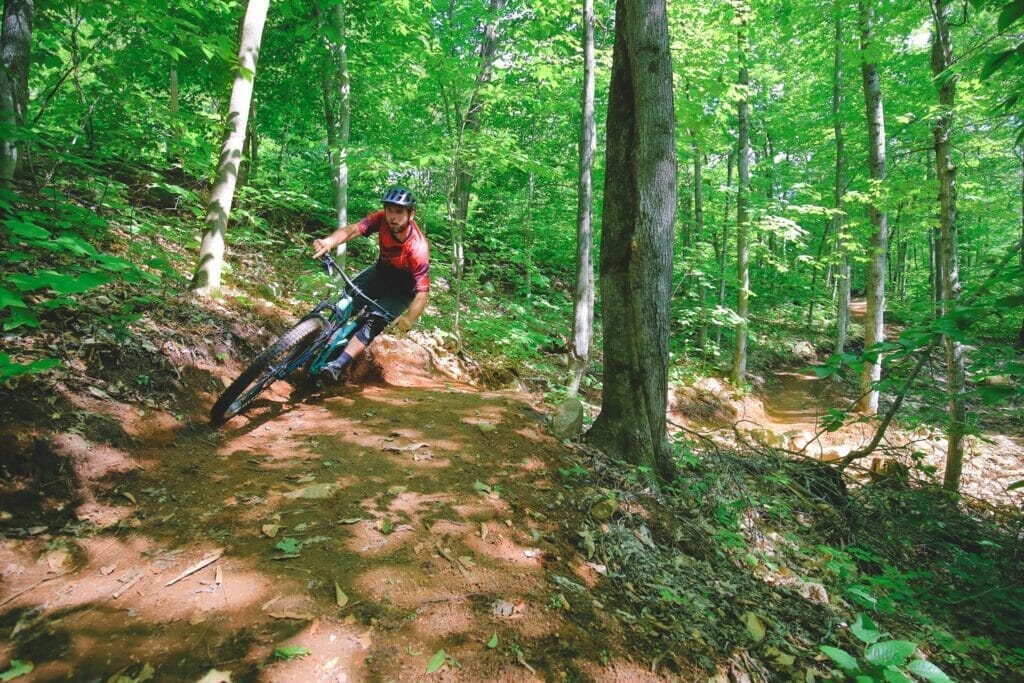 Vélo de montange dans les sentiers du Mont Saint-Mathieu