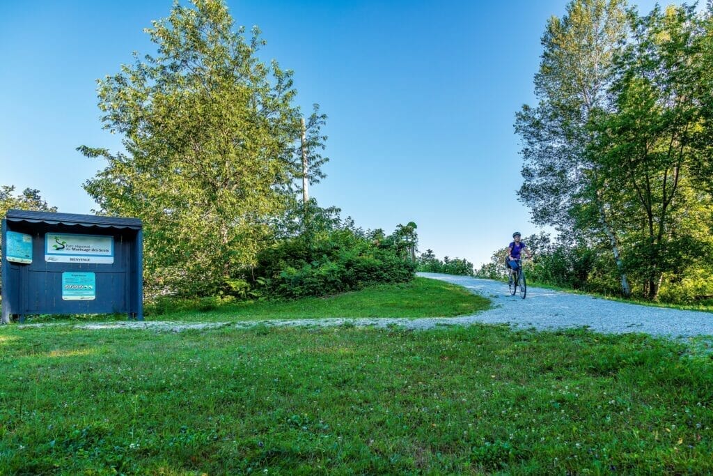 Biking on the Marécage-des-Scots regional park trail