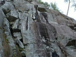 Climbing wall in the Saint-Mathieu-du-Parc recreational forest park