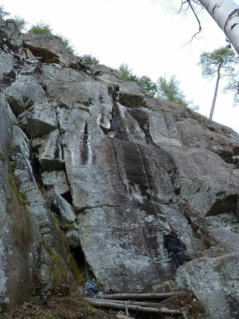 Climbing wall in the Saint-Mathieu-du-Parc recreational forest park