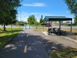 La Sauvagine bike path and rest area near boulevard Poliquin in Sorel-Tracy