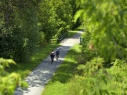 Cyclists on the La Campagnarde bike path