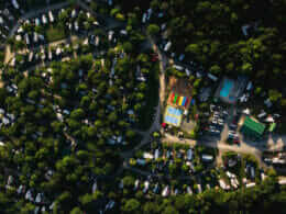 Vue aérienne du camping Soleil à Kinnear's Mills