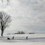 Skieurs de fond en hiver sur les Plaines d'Abraham