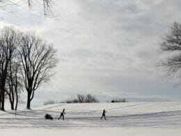 Skieurs de fond en hiver sur les Plaines d'Abraham