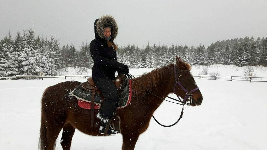 Randonnée à cheval en hiver