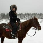 Randonnée à cheval en hiver